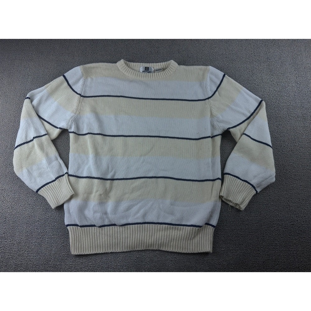 Gulf Traders Sweater Men S L Multi Color Pullover Cotton Striped Nautical Preppy